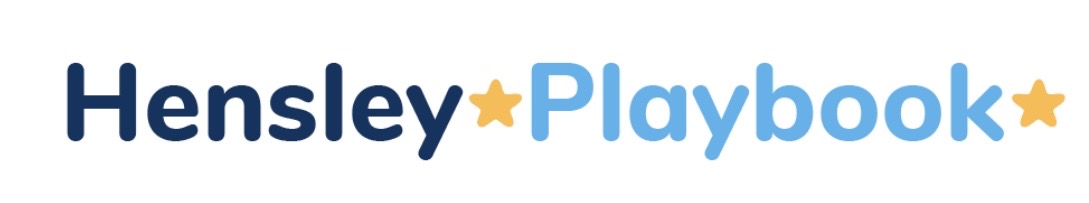 Hensley Playbook logo with text and stars, blue and black colors.
