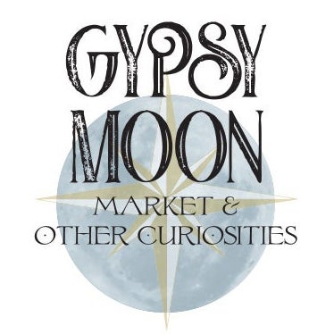 Text reads 'Gypsy Moon Market & Other Curiosities' with a moon and star design in the background.
